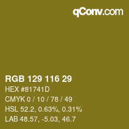 Color code: RGB 129 116 29 | qconv.com