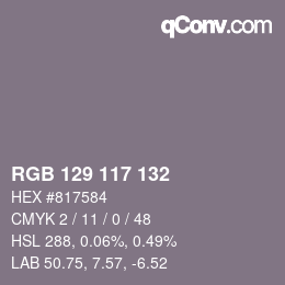 Color code: RGB 129 117 132 | qconv.com