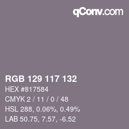 Color code: RGB 129 117 132 | qconv.com