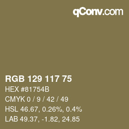Código de color: RGB 129 117 75 | qconv.com