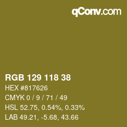 Color code: RGB 129 118 38 | qconv.com