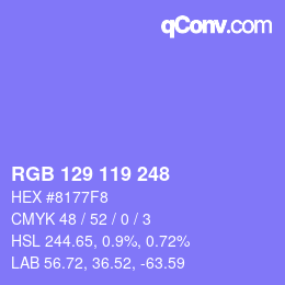 カラーコード: RGB 129 119 248 | qconv.com