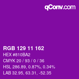 カラーコード: RGB 129 11 162 | qconv.com