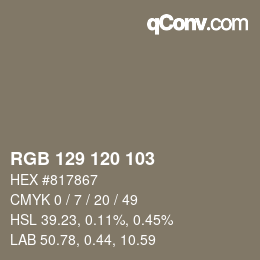 Color code: RGB 129 120 103 | qconv.com