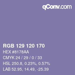 Color code: RGB 129 120 170 | qconv.com