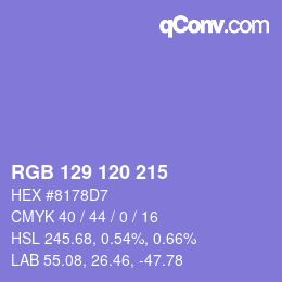 カラーコード: RGB 129 120 215 | qconv.com