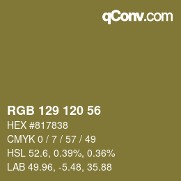 Color code: RGB 129 120 56 | qconv.com