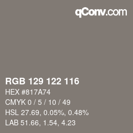 Farbcode: RGB 129 122 116 | qconv.com