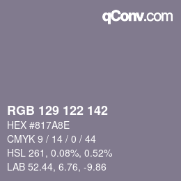 カラーコード: RGB 129 122 142 | qconv.com