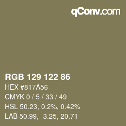Farbcode: RGB 129 122 86 | qconv.com