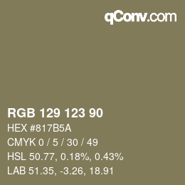 Color code: RGB 129 123 90 | qconv.com