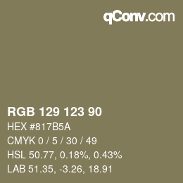 颜色代码: RGB 129 123 90 | qconv.com