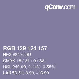 Código de color: RGB 129 124 157 | qconv.com