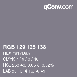 カラーコード: RGB 129 125 138 | qconv.com