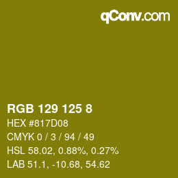 Color code: RGB 129 125 8 | qconv.com
