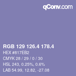 カラーコード: RGB 129 126.4 178.4 | qconv.com
