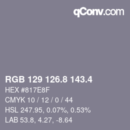 カラーコード: RGB 129 126.8 143.4 | qconv.com