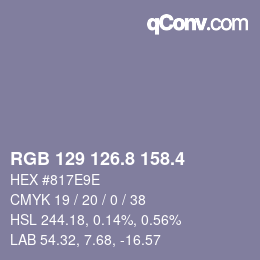 カラーコード: RGB 129 126.8 158.4 | qconv.com