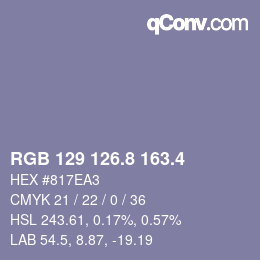 カラーコード: RGB 129 126.8 163.4 | qconv.com