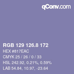 カラーコード: RGB 129 126.8 172 | qconv.com