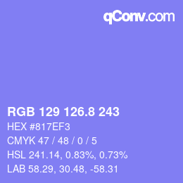Color code: RGB 129 126.8 243 | qconv.com