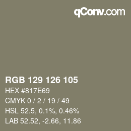 Color code: RGB 129 126 105 | qconv.com