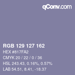 Color code: RGB 129 127 162 | qconv.com