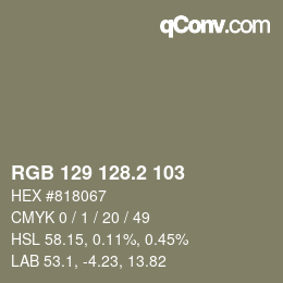 カラーコード: RGB 129 128.2 103 | qconv.com