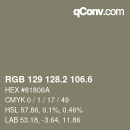 カラーコード: RGB 129 128.2 106.6 | qconv.com