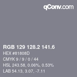 カラーコード: RGB 129 128.2 141.6 | qconv.com