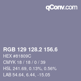 カラーコード: RGB 129 128.2 156.6 | qconv.com