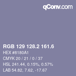 カラーコード: RGB 129 128.2 161.6 | qconv.com