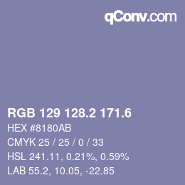 カラーコード: RGB 129 128.2 171.6 | qconv.com