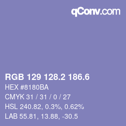 カラーコード: RGB 129 128.2 186.6 | qconv.com