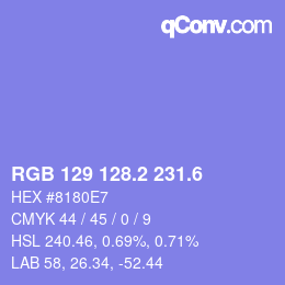カラーコード: RGB 129 128.2 231.6 | qconv.com