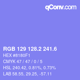 カラーコード: RGB 129 128.2 241.6 | qconv.com