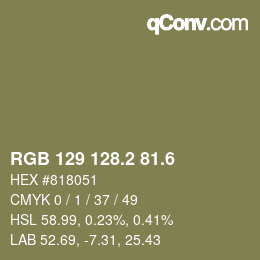 カラーコード: RGB 129 128.2 81.6 | qconv.com