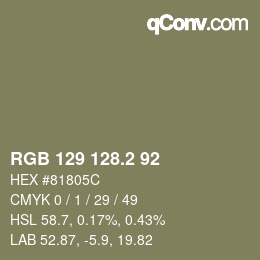カラーコード: RGB 129 128.2 92 | qconv.com