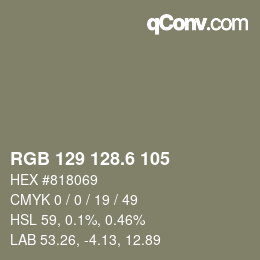 カラーコード: RGB 129 128.6 105 | qconv.com