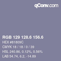 カラーコード: RGB 129 128.6 156.6 | qconv.com