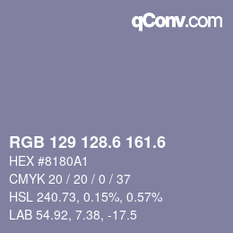 カラーコード: RGB 129 128.6 161.6 | qconv.com