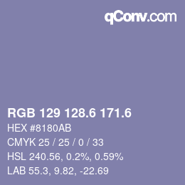 カラーコード: RGB 129 128.6 171.6 | qconv.com