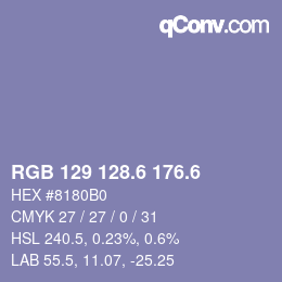 カラーコード: RGB 129 128.6 176.6 | qconv.com
