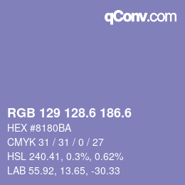 カラーコード: RGB 129 128.6 186.6 | qconv.com