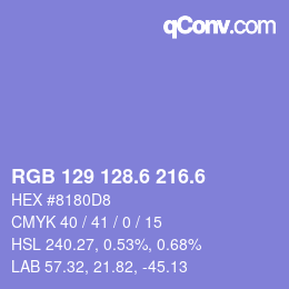 カラーコード: RGB 129 128.6 216.6 | qconv.com