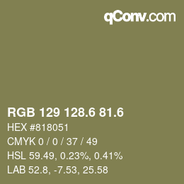 カラーコード: RGB 129 128.6 81.6 | qconv.com