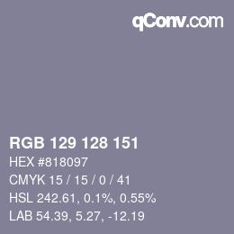 カラーコード: RGB 129 128 151 | qconv.com