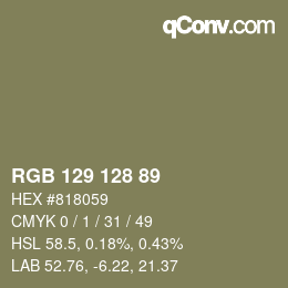 Color code: RGB 129 128 89 | qconv.com