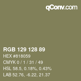 Code couleur: RGB 129 128 89 | qconv.com