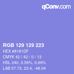 Color code: RGB 129 129 223 | qconv.com